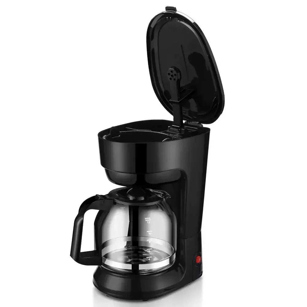 Black 12-Cup Coffee Maker: Auto Warm, Dishwasher-Safe, Easy Clean