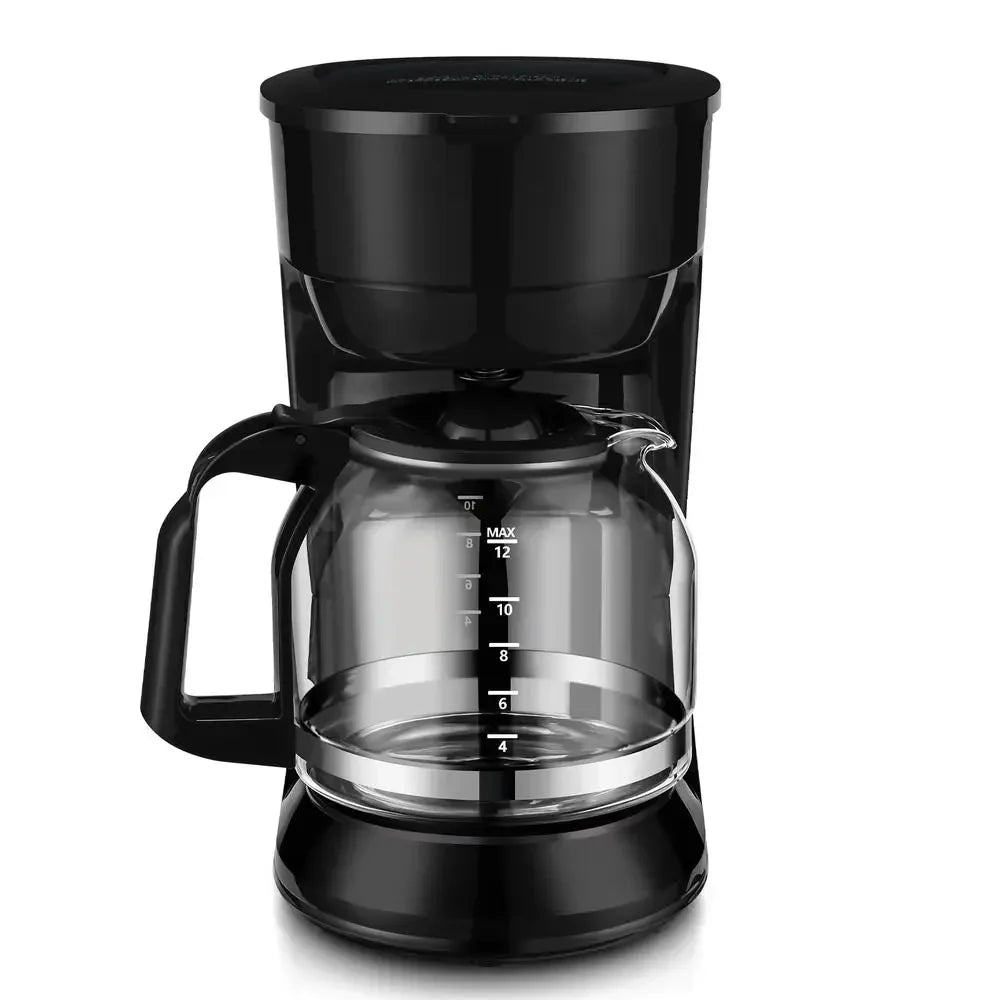 Black 12-Cup Coffee Maker: Auto Warm, Dishwasher-Safe, Easy Clean