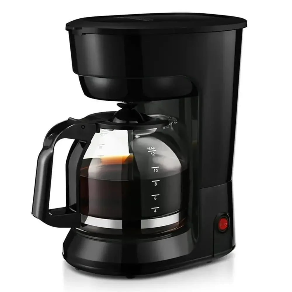 Black 12-Cup Coffee Maker: Auto Warm, Dishwasher-Safe, Easy Clean