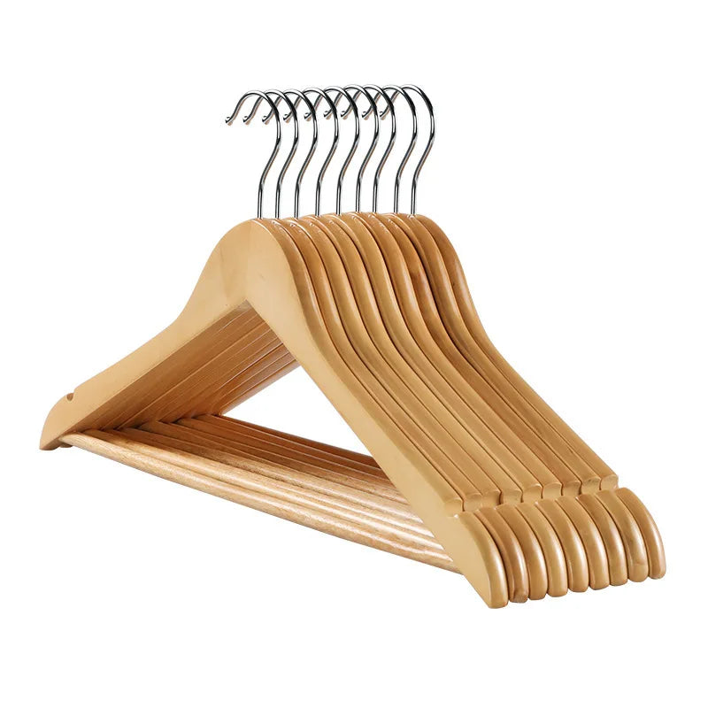 Natural Wood Hangers - Heavy Duty, Non Slip Coat Storage