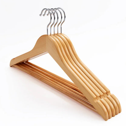 Natural Wood Hangers - Heavy Duty, Non Slip Coat Storage